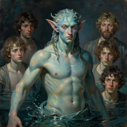 portrait of a water elemental man, by jacques - louis david, mattias adolfsson, moebius, dan mumford, trending on artstation, featured on pixiv, masterpiece, oil on canvas, cinematic composition, dynamic beautiful lighting,