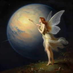 a fairy next to a planet, by albert bierstadt, trending on artstation, hdr