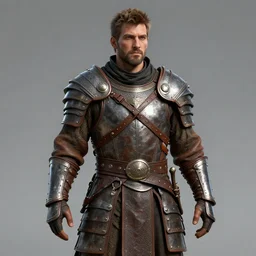 2d render, realism,a male tabxi,wearing Leather Armour