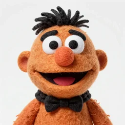closeup headshot photo of Steve Harvey Muppet made of felt