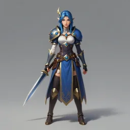perfectly - centered!! looking at the camera!!! full body portrait of a female blue mage, by hearthstone, masterclass art