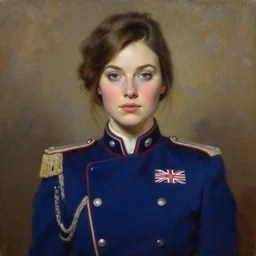 the portrait of a beautiful woman in team gb uniform by roberto ferri, fantasy, very detailed oil painting, masterpiece, 8 k