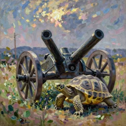 tortoises operating heavy artillery by claude monet