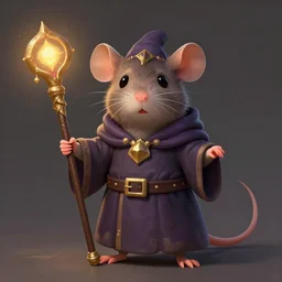 anthropomorphic rat wielding a magic staff wearing wizard robe, cute and adorable, pretty, beautiful, DnD character art portrait, matte fantasy painting, DeviantArt Artstation, cinema