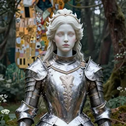 a masterpiece ultradetailed portrait of a beautiful girl in beautiful armor. you can't see the face. baroque renaissance. in forest. medium shot, intricate, elegant, highly detailed. trending on artstation, digital art, by stanley artgerm lau, wlop, rossdraws, james jean, andrei riabovitchev, marc simonetti, yoshitaka amano. background by james jean and gustav klimt, light by julie bell, 4 k, porcelain skin.