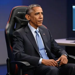 Obama in a gaming chair, hyper detailed,