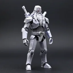 cyberpunk cyborg gandalf, paper model