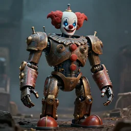 Giant It Clown robot on a dusky land, cinematic shot, intricate, ornate, photorealistic, ultra detailed, realistic, 100mm, photography, octane, high definition, depth of field, bokeh, 8k, artstation