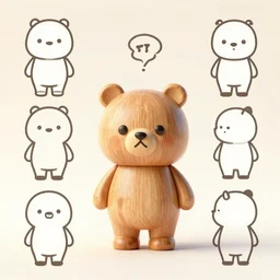 cute funny figurine wooden, concept art, digital art