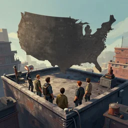 photo the last us part 2 rooftop : 5 4 k rtx hdr volume light concept studio matte painting environement digital illustration fanart artstation by eytan zana and balazs agoston, jad saber, aaron limonick, pablo dominguez and florent lebrun and robby johnson