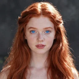 fairy girl ; long straight red hair ; bright blue eyes