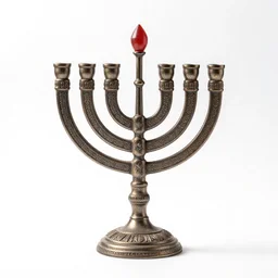 rustic menorah, professional product shot, isolated on a pure white background, centered, entire object in frame, sharp focus, soft studio lighting