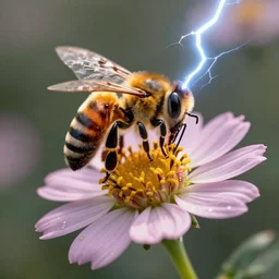 cinematic art, 4k,  bee on a flower, cinematic lightning, realistic, super detailed