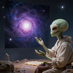 a photo of the cosmos being translated by an alien anthropologist