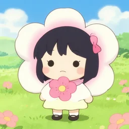 a cute kawaii flower girl by adrian smith and junji ito