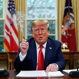 a shocking, candid photo reveals a donald trump, smoking crack in the white house oval office.