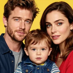 vibrant _ family _ colin _ farrell _ and _ emilia _ clarke _ with _ there _ kid _ detailed _ face _ highly _ detailed _ by _ jeremymann