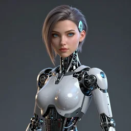 by Kilian Eng, by Sandra Chevrier, high quality 3d rendered portrait, extremely attractive female mechanical android, octane render, cgsociety