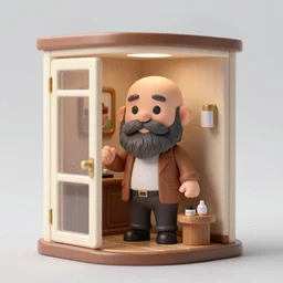 a middle aged bald man with a big beard in a tiny hotel room, depressed, stressed, drunk and surrounded by empty beer cans. Award winning photograph.