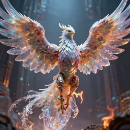 close-up macro portrait of the dark phoenix, epic angle, epic pose, symmetrical artwork, photorealistic, iridescent, 3d with depth of field, blurred background. cybernetic phoenix bird, translucent dragon, nautilus. energy flows of water and fire. a highly detailed epic cinematic concept art CG render. made in Maya, Blender and Photoshop, octane render, excellent composition, cinematic dystopian brutalist atmosphere, dynamic dramatic cinematic lighting, aesthetic, very inspirational, arthouse