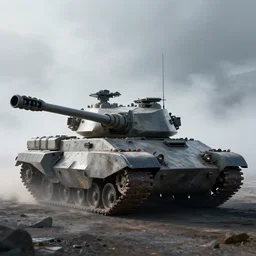 futuristic battle tank, battle, fog, 8 k