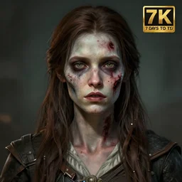 portrait of laura ingalls as a zombie with cuts on face, 7 days to die zombie, fine art, award winning, intricate, elegant, sharp focus, cinematic lighting, highly detailed, digital painting, 8 k concept art, art by guweiz and z. w. gu, masterpiece, trending on artstation, 8 k