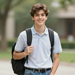 a professional photograph of a very handsome young guy going to college in 2 0 8 8