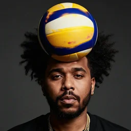 the weeknds head as a volley ball, highly detailed face