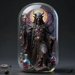 an evil god in culture capsule, bio chemical illustration, hyperealistic detailed photography, divinity, awful, religious art, sci - fi