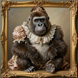 baroque rococo painting The Fancy Royal Gorilla Greg Hildebrandt Lisa Frank high detail cute