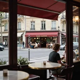 an award winning photo by Saul Leiter of a beautiful Paris street viewed from inside a restaurant, photorealistic, ultradetailed, real, insanely beautiful, photography