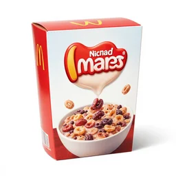 a box of McDonalds branded cereal, white background, studio photo