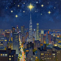 beautiful painting of the city of shining stars, trending on artstation