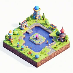 isometric game level by style of supercell games, octane render, trending on artstation