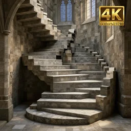 mc escher hogwarts stairs, highly detailed, 4 k, hdr, award - winning, octane render, artstation