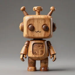 very cute wooden mystical statue robot, highly detailed, 8 k, masterpiece, super resolution.