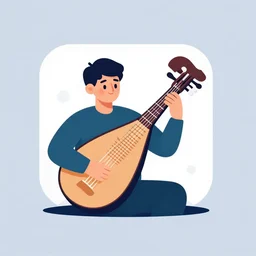 ui art icon for a lute player, victo ngai, kilian eng, lois van baarle, flat