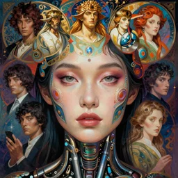 beautiful cyborg asian girl face portrait, intricate artwork by josan gonzalez, artgerm, kilian eng, alphonse mucha, junji ito, hugh ferriss, lee madgwick, alex grey and gustave dore, very coherent artwork, cinematic, psychedelic, vibrant, octane render