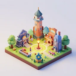 a diorama isometric art, low poly art, game art, artstation, 3D render, cgsociety