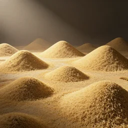 Piles of rice scattered, unreal engine render