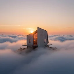 an aesthetic house in the clouds, sunset, greg rutkowski, zabrocki, karlkka, jayison devadas, trending on artstation, 8 k, ultra wide angle, zenith view, pincushion lens effect