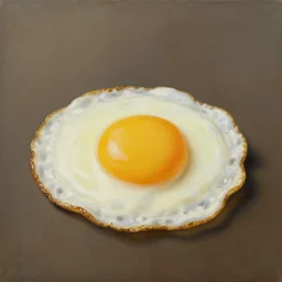 a surreal painting of a fried egg in the style of rene magritte,