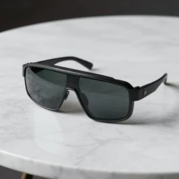futuristic cyclops sunglasses layed on a marble table, 3d render, amazing detail, studio lighting, ray tracing