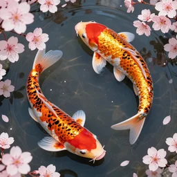 cherry blossom koi carp fish japanese sakura graphic art