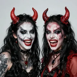 two demons inspired by saliva with hungry make up photographed by sally gall