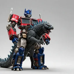 no negative space uhd hyperrealistic photorealisitc hyperdetailed detailed godzilla eating'optimus prime ','optimus prime!!!!'by phil hale!!!! goya!!! ayami kojima amano karol bak, greg hildebrandt and mark brooks