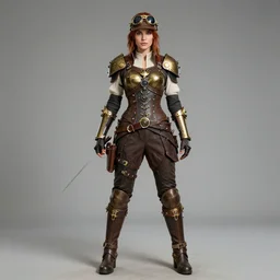 full body photo of angela white as a steampunk warrior,