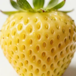 a high quality macro shot of a bright yellow strawberry, extremely detailed, 8 k hdr still, dynamic lighting