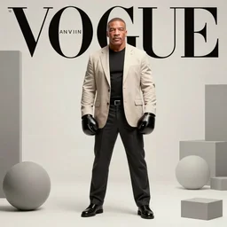 mike tyson styled by nick knight posing, photohoot, set pieces, intricate set, vogue magazine, canon, highly realistic. high resolution. highly detailed. dramatic. 8 k. 4 k.