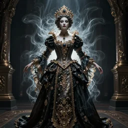 hyper realistic photo of baroque dark luxury queen ethereal ghost full body, symmetric, rule of thirds, cinematic, artstation, cgsociety,